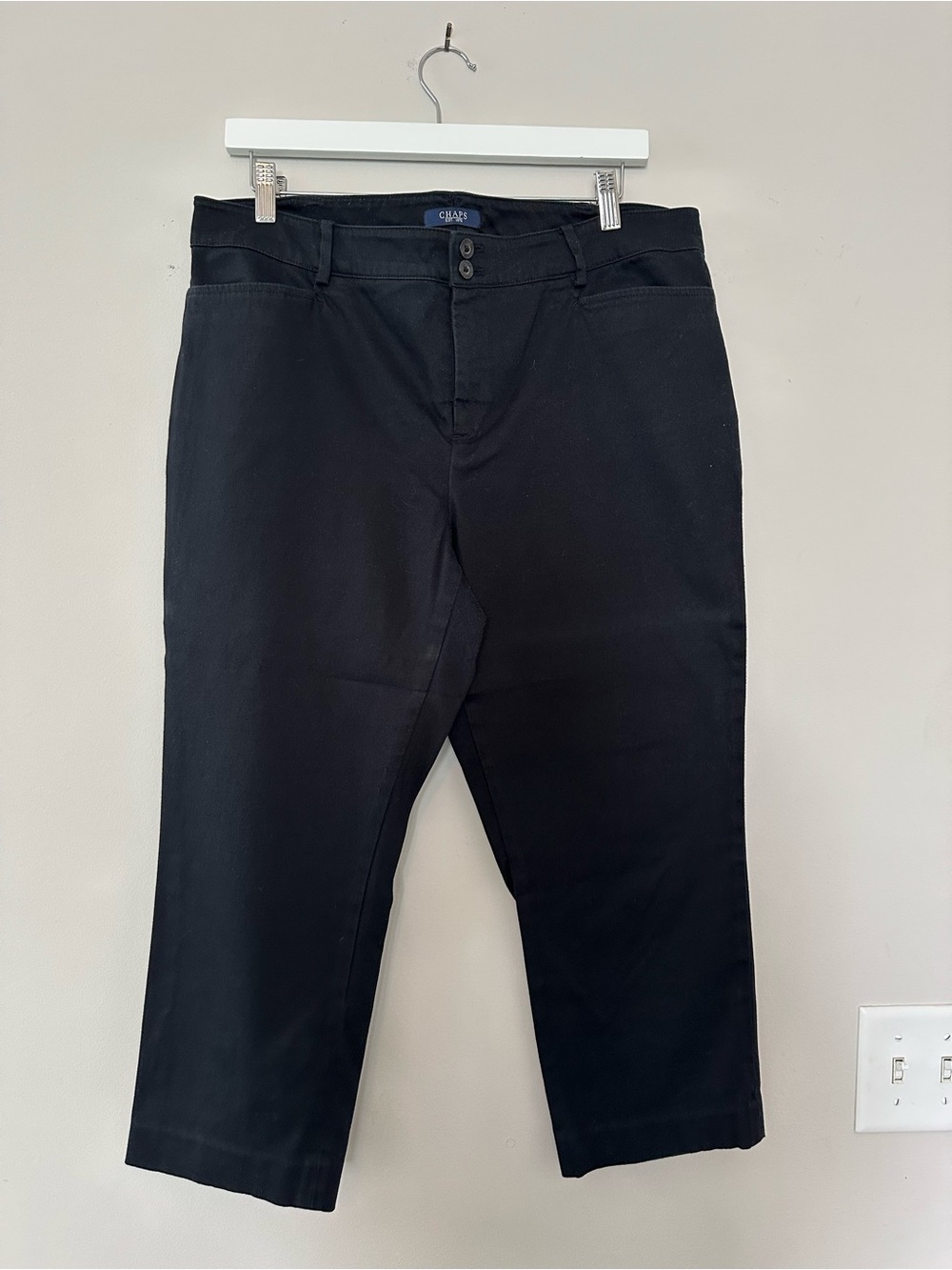 Chaps Black High-Rise Pants with Double Button